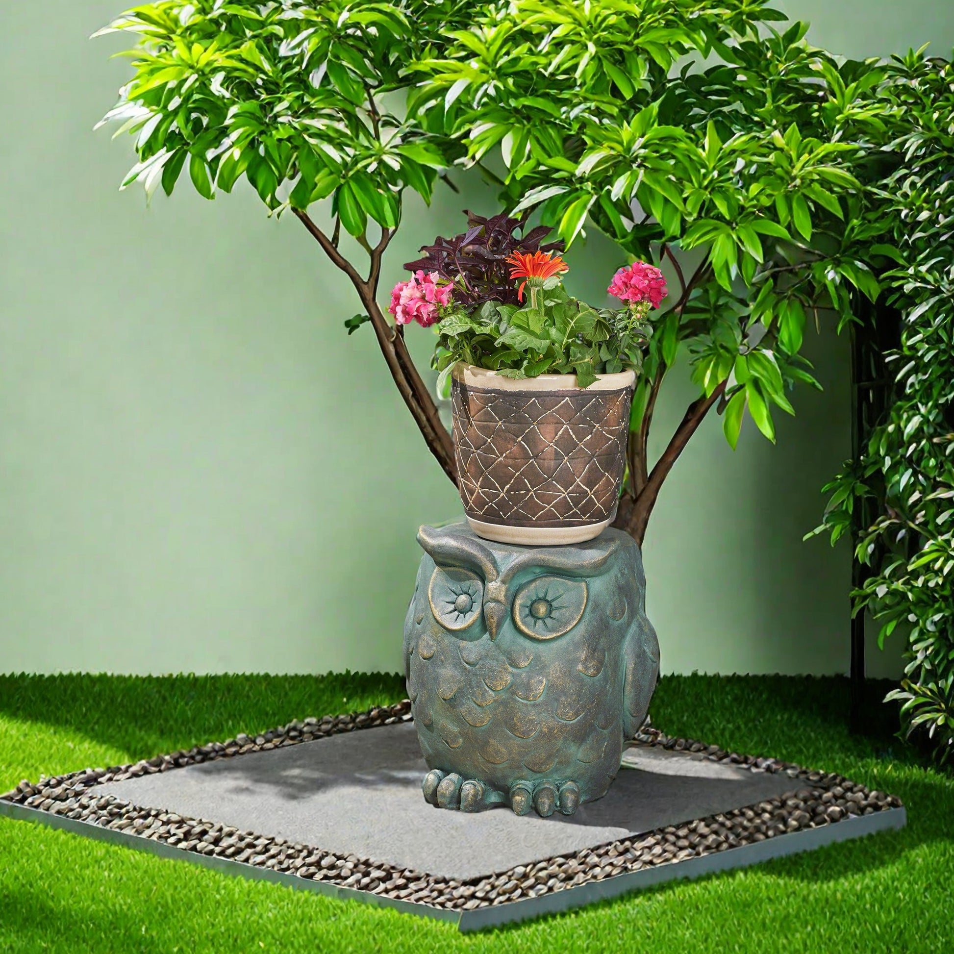 Owl Garden Stool Lots Of Scene Pictures Antique Green Magnesium Oxide