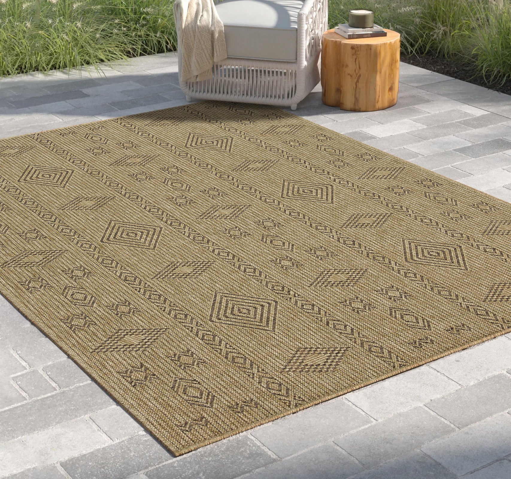 Earth Gc Ntl1002 Jute Mocha 2 Ft. 7 In. X 7 Ft. 3 In. Indoor Outdoor Area Rug Natural & Light Brown Polyester Polypropylene