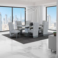 Stacey White And Grey Dining Chair Solid White Dining Room Rubberwood Solid Back 1 Marble Foam Wipe Clean Square Modern Side Chair Foam Rubber Wood