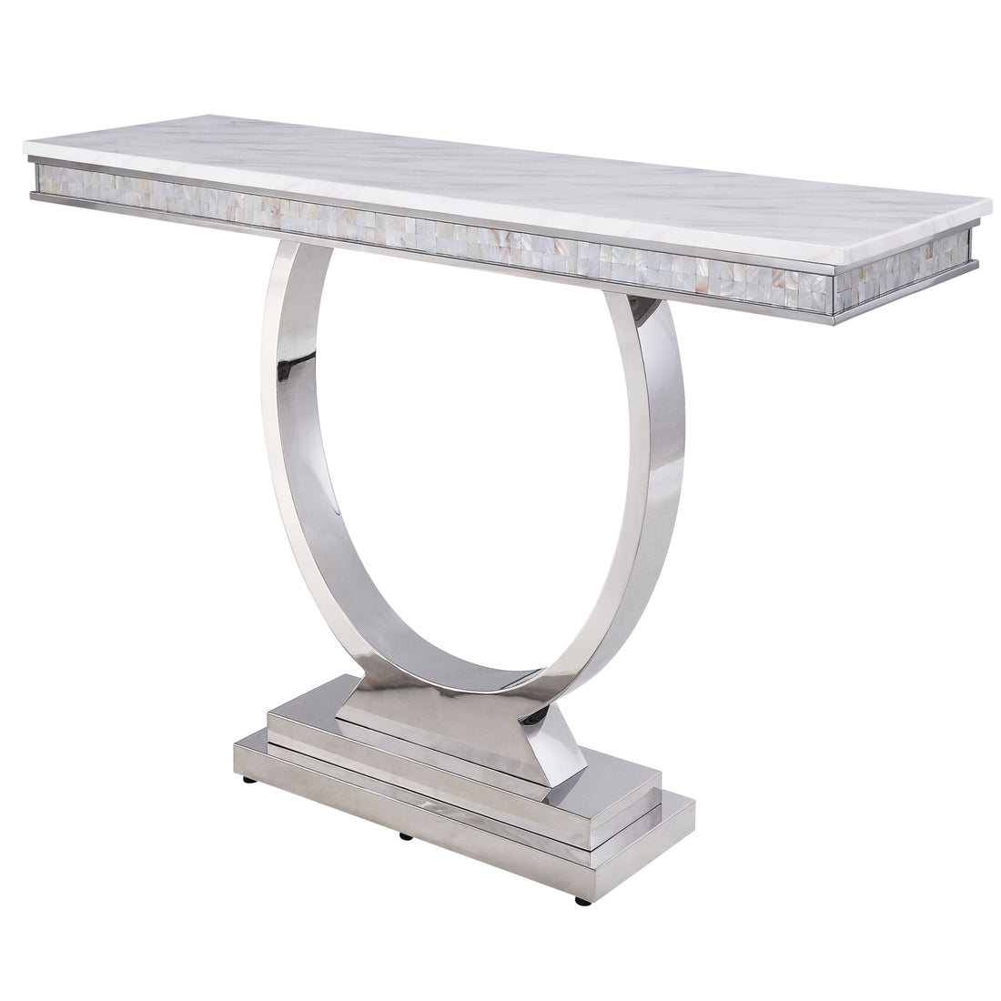 White And Silver Sofa Table - White Silver