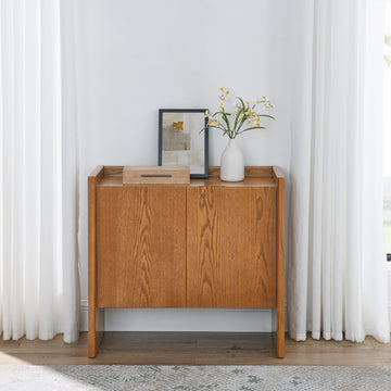 Walnut Colored Sideboard, Buffet Cabinet With Storage, Rustic Storage Cabinet For Entryway, Hallway, Living Room, Kitchen, Dining Room, Bedroom, 33.9" 15" 31.5" Walnut Mdf