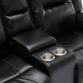 Home Theater Recliner Set Manual Recliner Chair With A Led Light Strip Two Built In Cup Holders For Living Room,Bedroom, Black Black Foam Pu