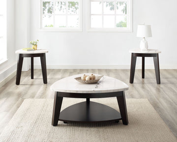 Francies 3 Piece Table Set White Marble White Marble
