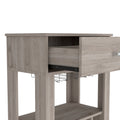 Memphis Bar Cart, Twelve Built In Wine Rack, Four Legs, One Open Shelf Light Gray Gray Particle Board Particle Board