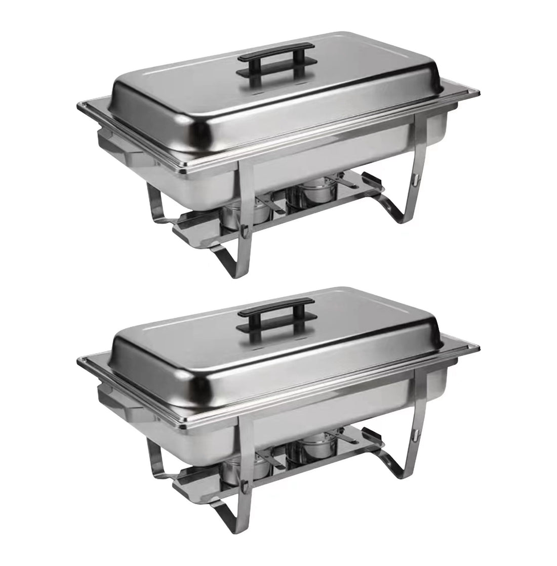 Buffet Catering Dish For Home And Outdoor 2 Sets Silver Stainless Steel