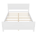 Wood Platform Bed Frame With Headboard, Mattress Foundation With Wood Slat Support, No Box Spring Needed, Queen Size, White Box Spring Not Required Queen White Wood Solid Wood Mdf