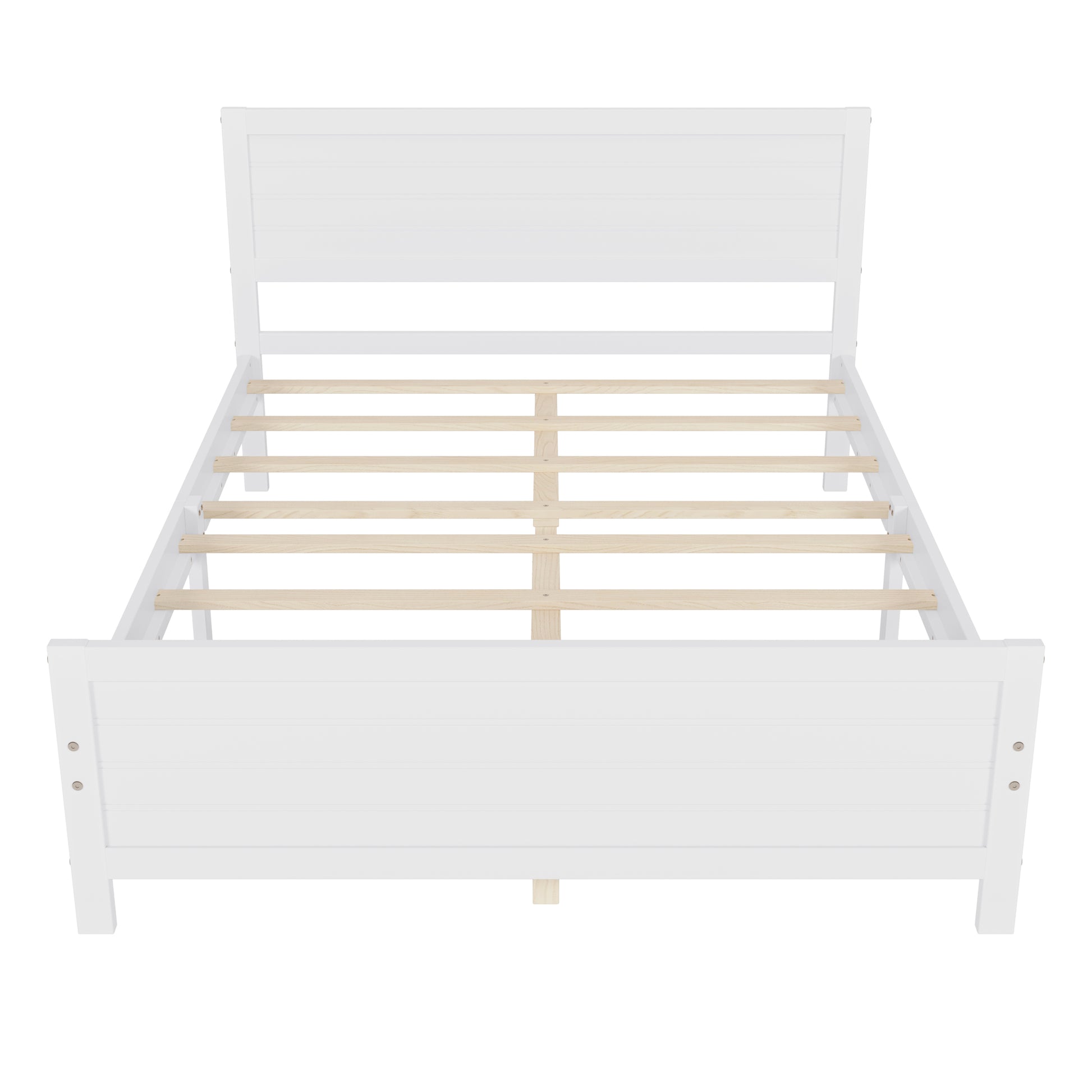 Wood Platform Bed Frame With Headboard, Mattress Foundation With Wood Slat Support, No Box Spring Needed, Queen Size, White Box Spring Not Required Queen White Wood Solid Wood Mdf