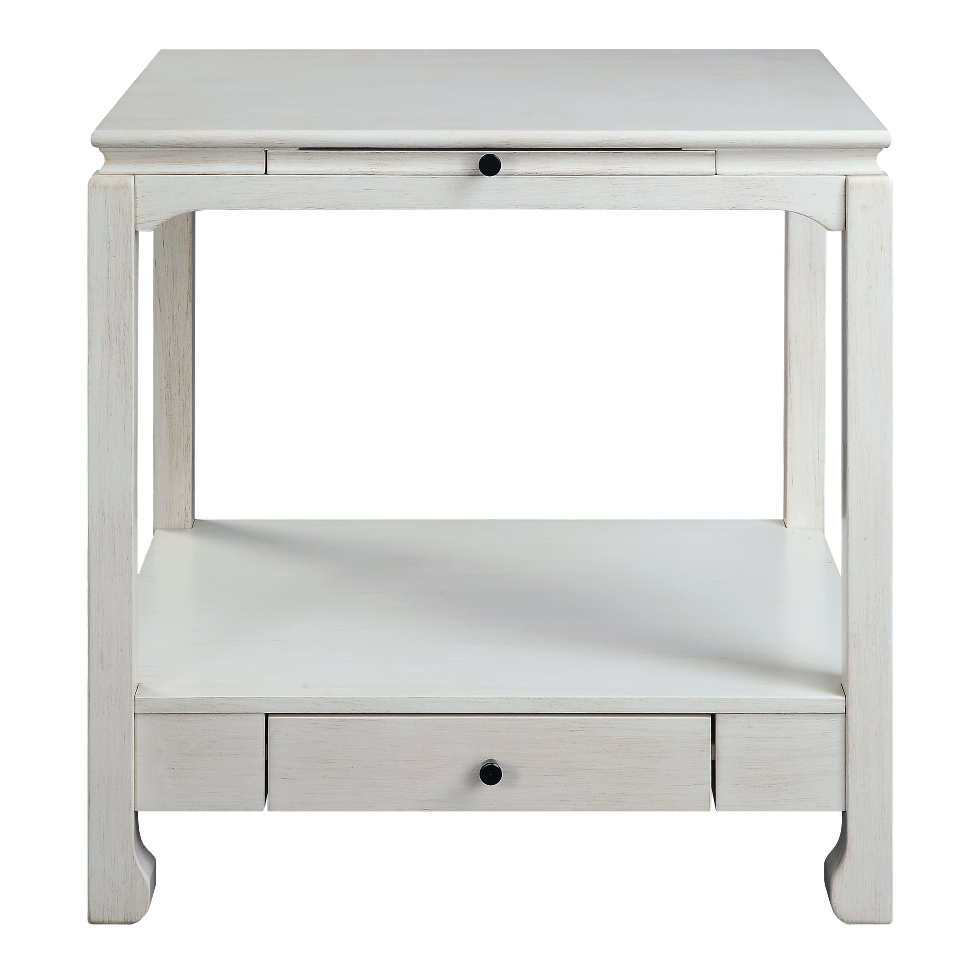 Antique White 2 Drawer Accent Table With Shelf White Primary Living Space Traditional Drawers Rectangular Solid Wood Mdf