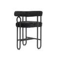 Coolmore Bar Stools Set Of 2, Modern Bar Stool With Back, Black Metal Frames, Upholstered Bar Stools For Kitchen Island, Pub, Club Black Chenille Black Dining Room Foam Chenille