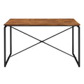 Oak And Black Dining Table With Metal Sled Base Oak Seats 4 Dining Room Industrial Rectangular Wood Metal Sled
