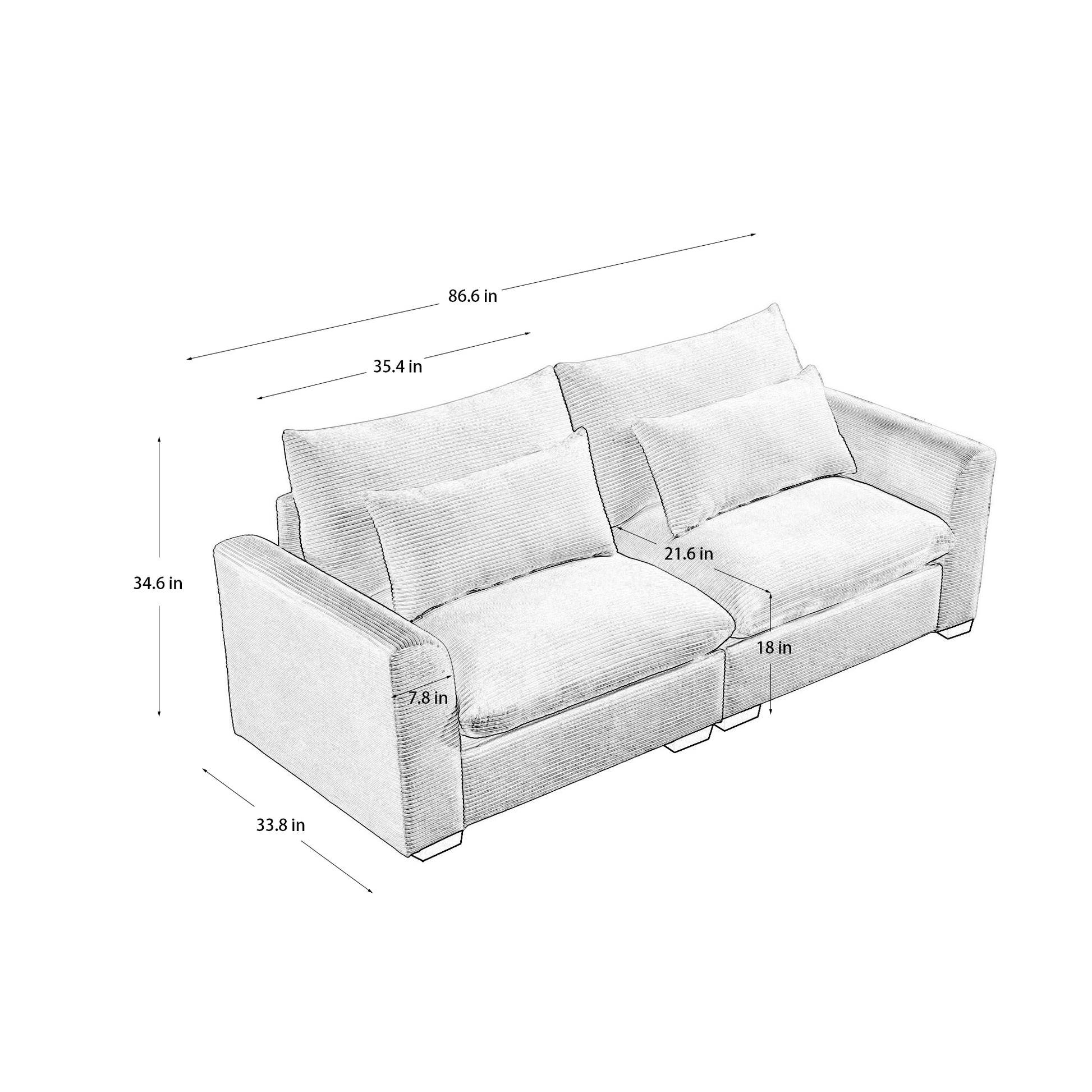 Beige Corduroy Sofa Couch, Deep Seat Couches For Modern Living Room Apartment Office Beige Corduroy 2 Seat