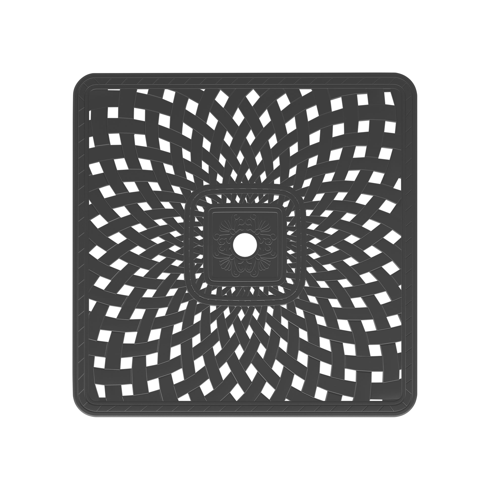 L30.71*W30.71 Inch Cast Aluminum Patio Dining Table With Black Frame And Umbrella Hole Dining Set Black Rust Resistant Frame Garden & Outdoor Complete Patio Sets Aluminium