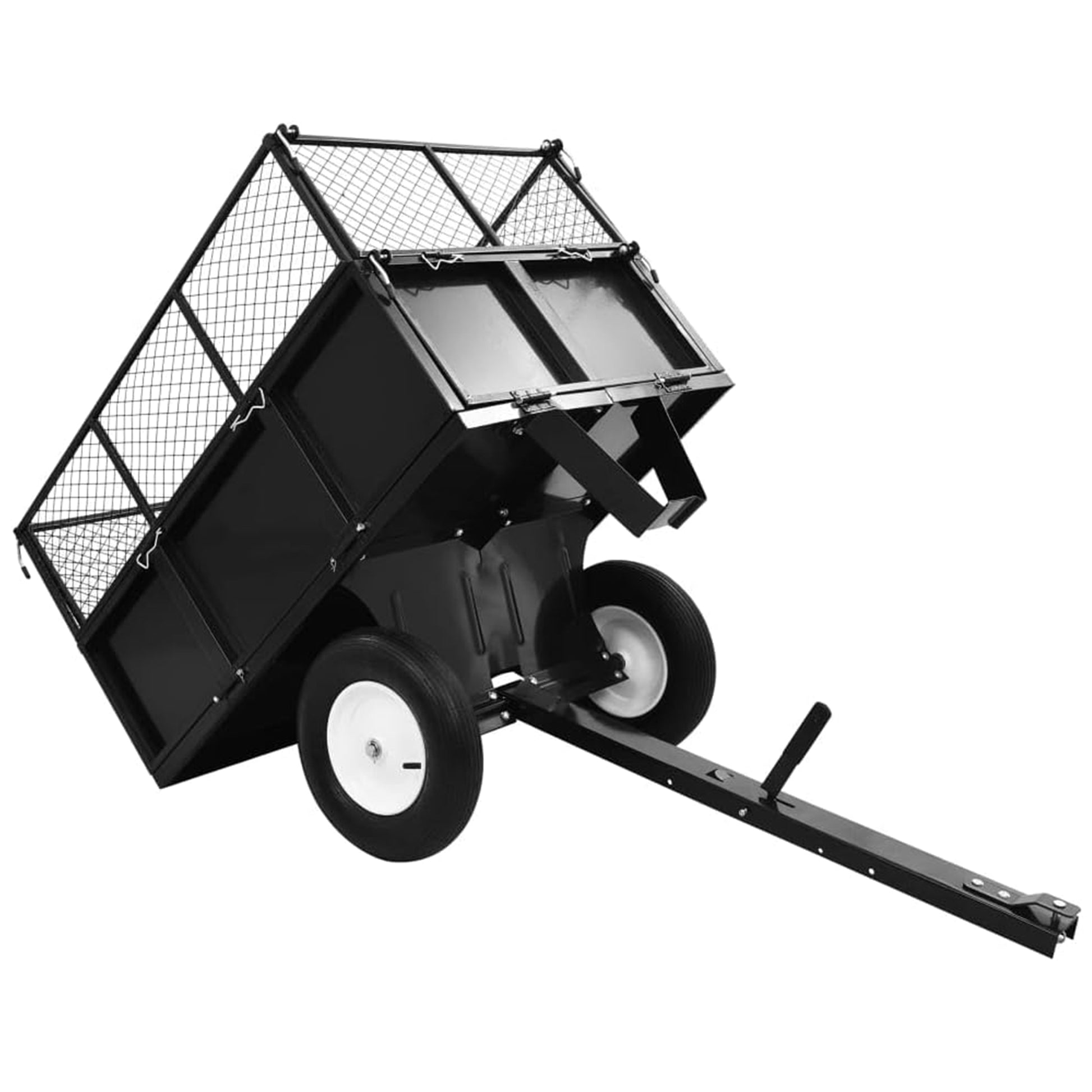 Heavy Duty Lawn Mower Trailer Steel Dump Truck, 661.4 Lbs Load, Garden Utility Trailer With Removable Sidewalls For Transporting Soil, Peat, Building Materials Black Iron