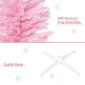 Homcom 7' Artificial Pencil Christmas Tree, Slim Xmas Tree With 499 Realistic Branch Tips And Plastic Stand, Pink Pink Polyvinyl Chloride