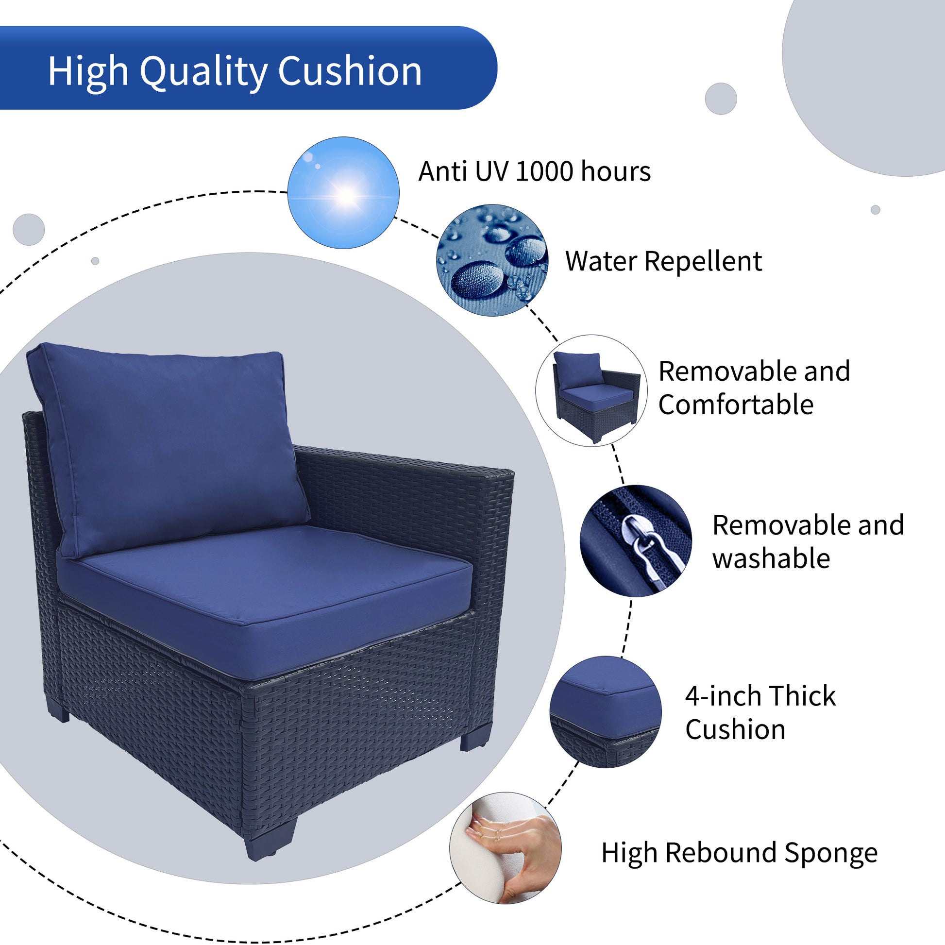 Outdoor Garden Patio Furniture 7 Piece Pe Rattan Wicker Cushioned Sofa Sets And Coffee Table, Patio Furniture Set Outdoor Couch Outdoor Couch Patio Furniture Outdoor Sofa Patio Couch Yes Complete Patio Set Dark Coffee Blue Seats 6 Weather Resistant Frame