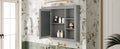 35'' X 27.5'' Medicine Cabinet, Wall Mounted Bathroom Storage Cabinet, Modern Bathroom Wall Cabinet With Mirror, Mirror Cabinet With 6 Open Shelves Not Include Bathroom Vanity Grey 1 5 Mirror Included Bathroom Wall Mounted Mdf Painted