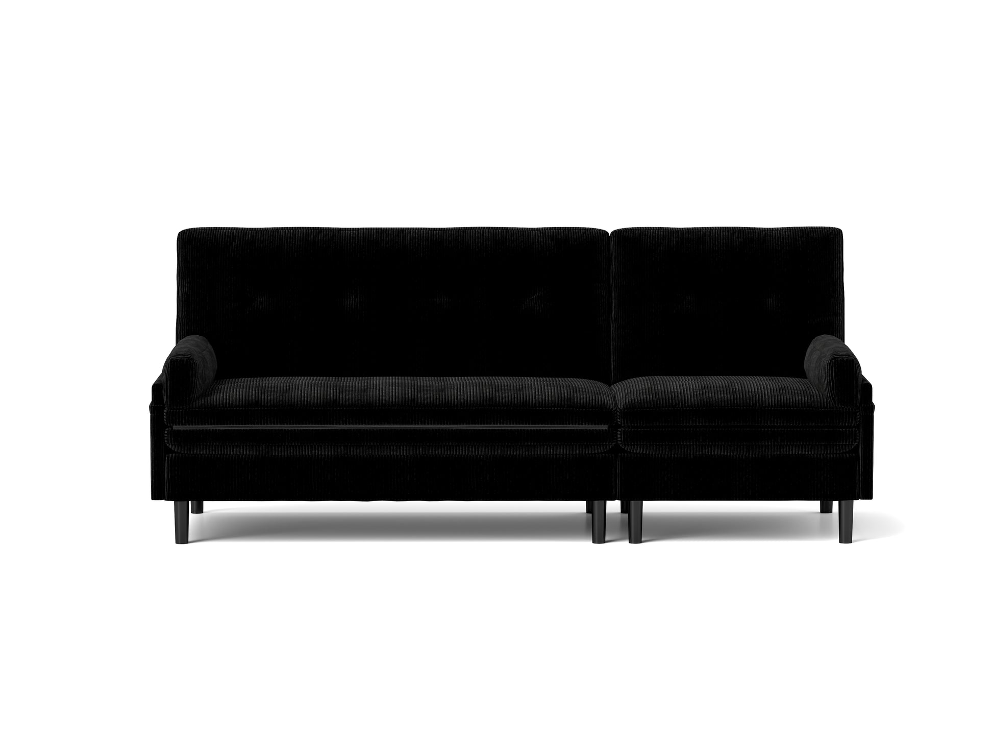 Black Corduroy Sectional Sofa: Convertible 3 Seaters Sofa, L Shaped Sofa, And Bed Black Velvet Metal Primary Living Space Medium Soft Loose Back Pillow Top Arms Foam Fabric Metal 3 Seat