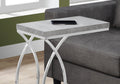 Accent Table, C Shaped, End, Side, Snack, Living Room, Bedroom, Grey Laminate, Chrome Metal, Contemporary, Modern Grey Mdf