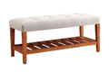 Charla Light Gray Fabric & Oak Finish Bench Gray Fabric,Synthetic Wood
