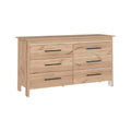 Double Dresser, 6 Drawer, Superior Top, Light Oak White Multicolor Solid Wood Mdf Engineered Wood