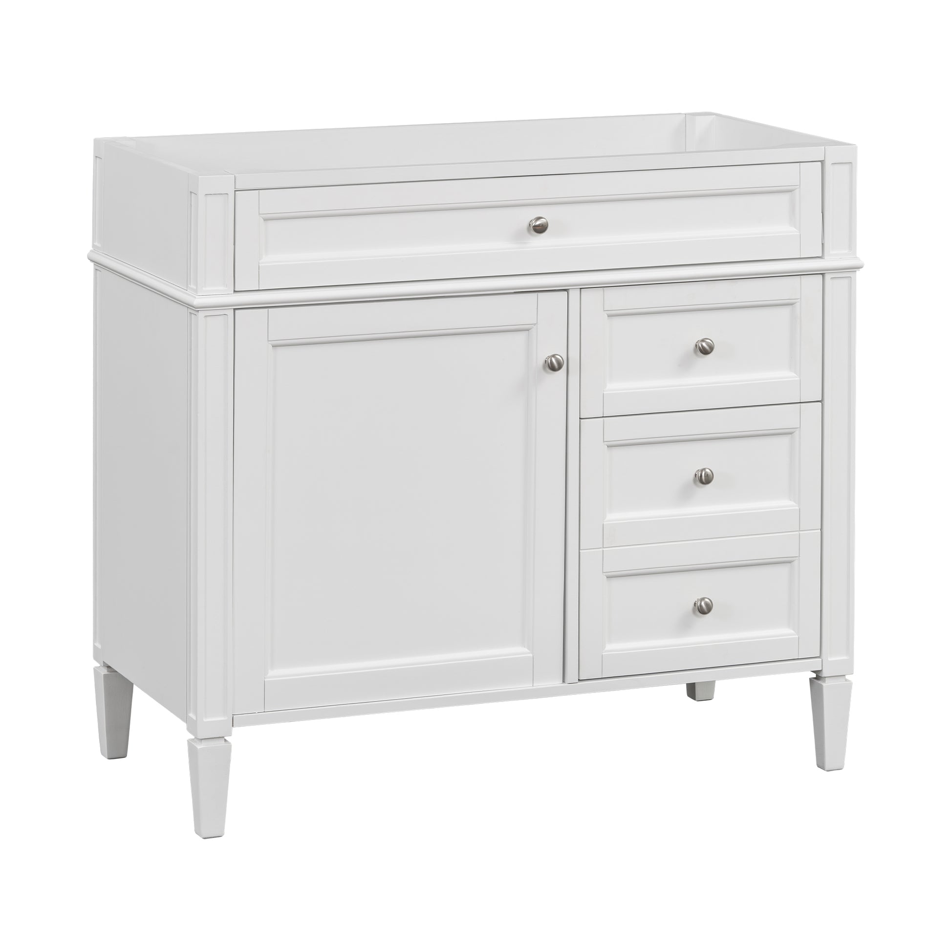 36'' Bathroom Vanity Without Top Sink, Modern Bathroom Storage Cabinet With 2 Drawers And A Tip Out Drawer, Solid Wood Frame Not Include Basin Sink White Bathroom Solid Wood Mdf