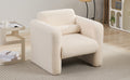 Modern Accent Chair Lambskin Sherpa Fabric Upholstered Comfy Reading Arm Chair Soft Padded Armchair With Back And Pillow For Living Room Bedroom Reception Waiting Room Office, Cream Cream Primary Living Space Upholstered