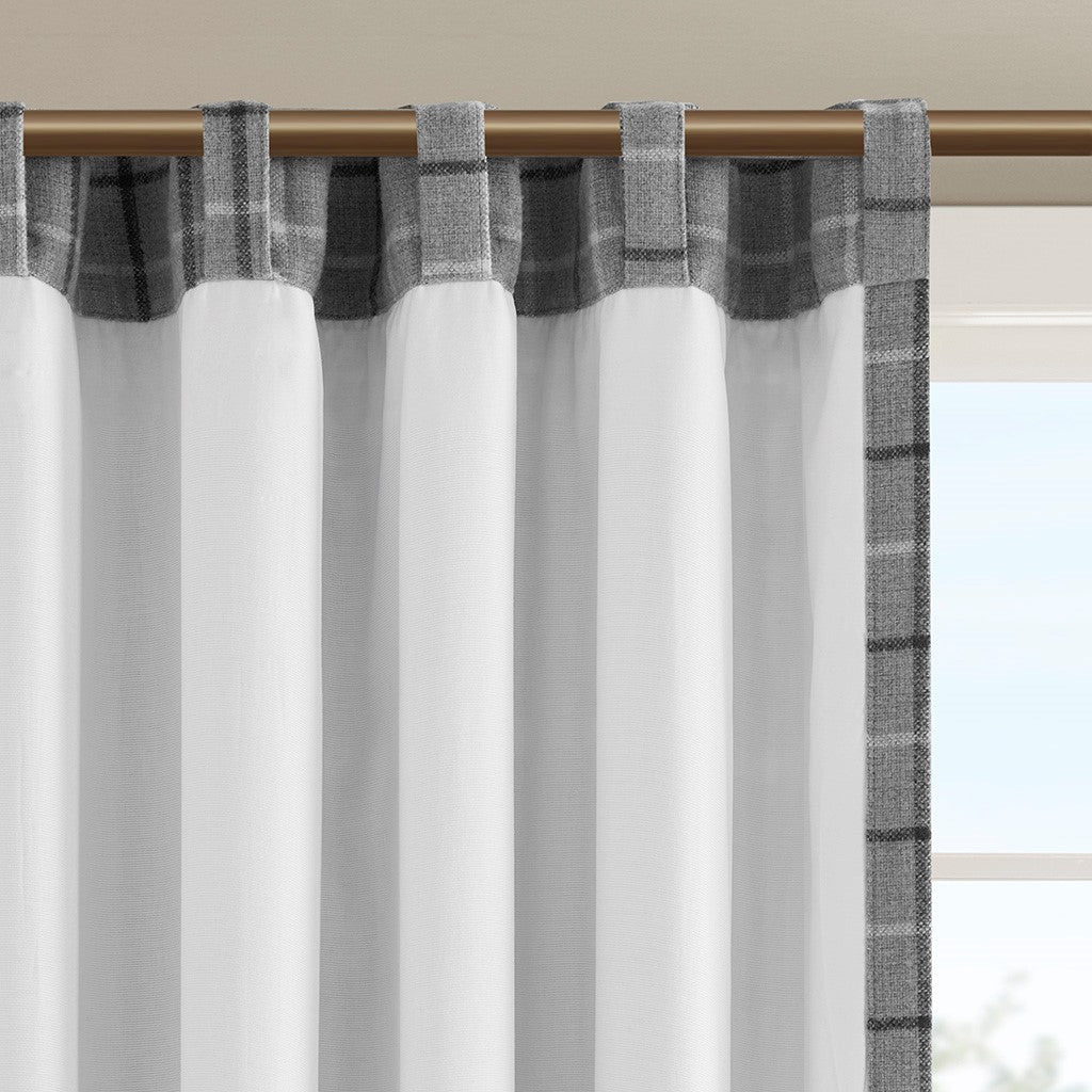 Plaid Faux Leather Tab Top Curtain Panel With Fleece Lining Only 1 Pc Panel Multicolor Polyester