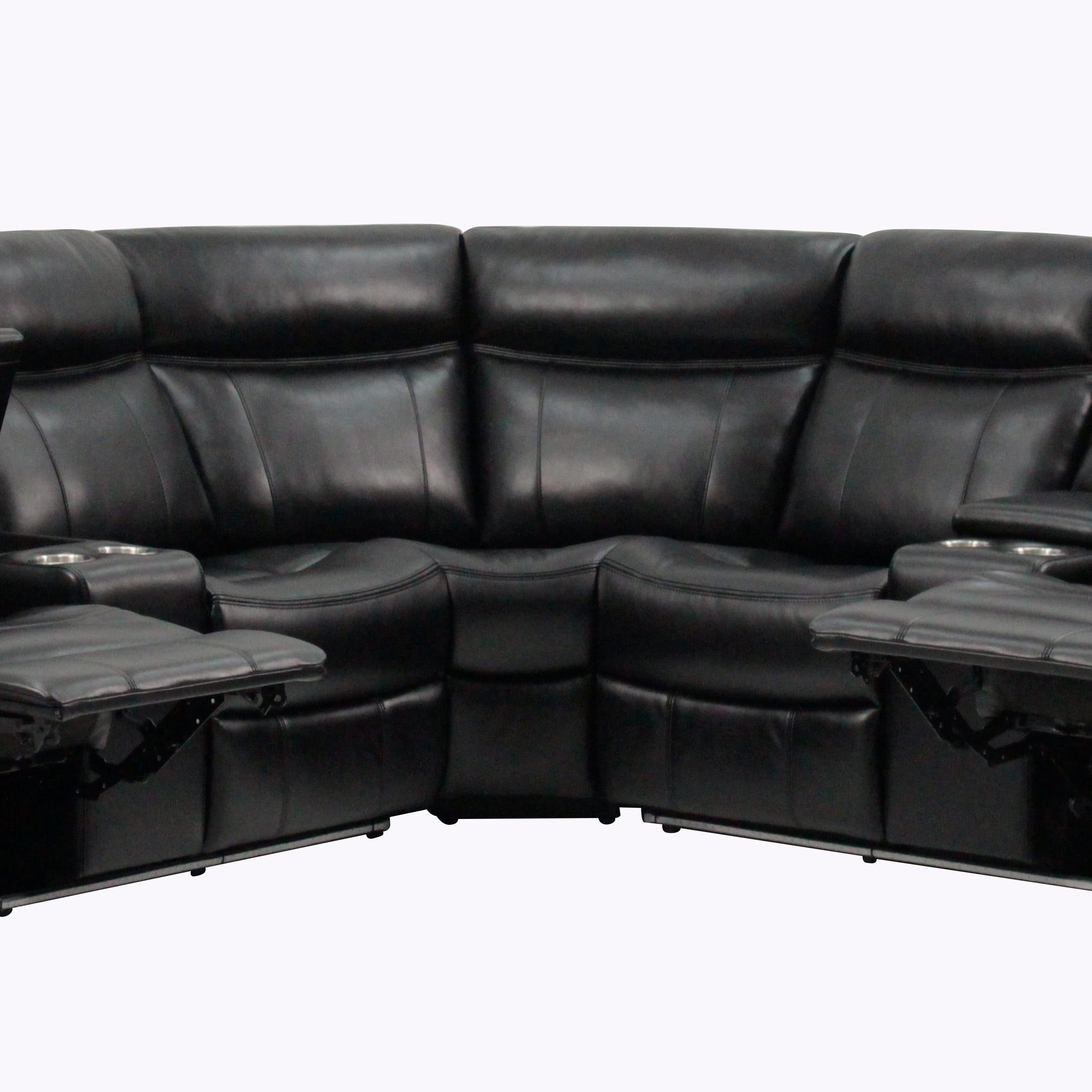 Jupiter Black Leather Sectional Black Pu 5 Seat