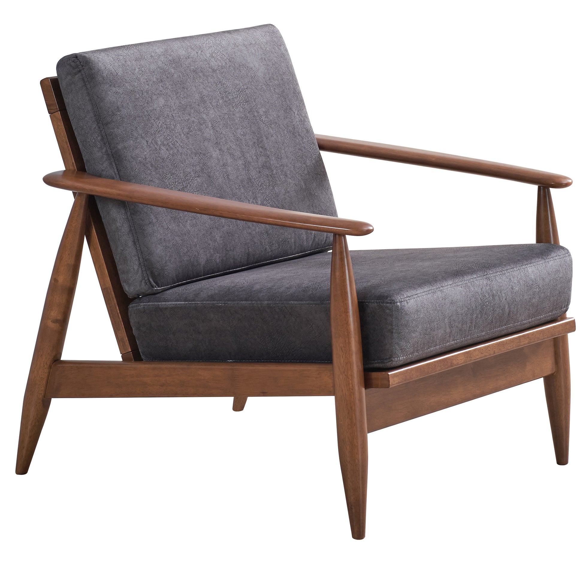 Charcoal And Brown Accent Chair With Removable Cushion Brown Grey Primary Living Space Modern Wood Fabric