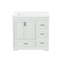 36'' Bathroom Vanities With Single Sink, Modern Under Mount Bathroom Sink Cabinet With 2 Closing Doors & 4 Drawers. White, 35.8''W X 19.7''D X 35.4''H. White Particle Board Mdf