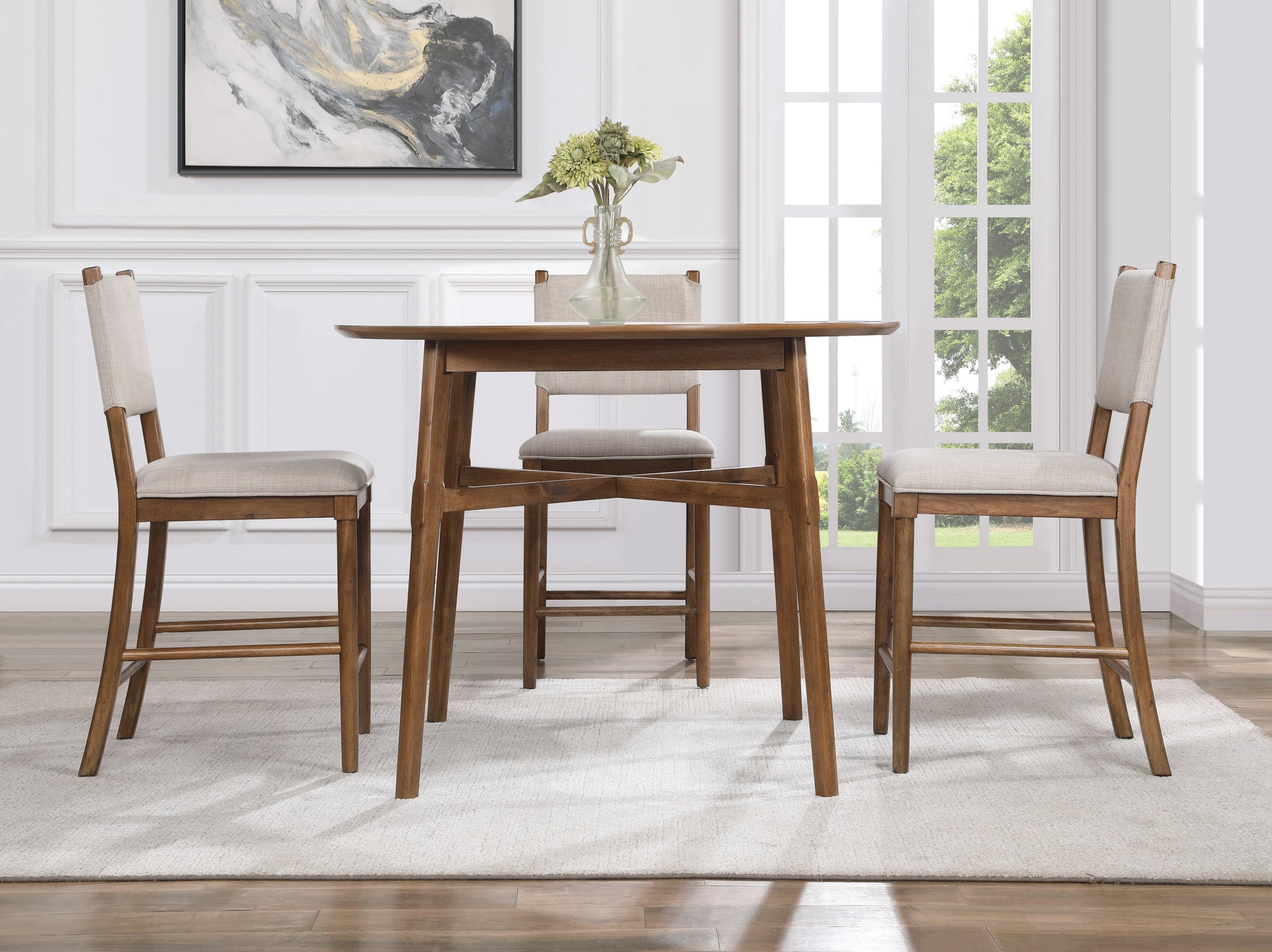 Oslo 5 Piece Dining Set Counter Table And 4 Chairs Light Brown Light Brown Wood