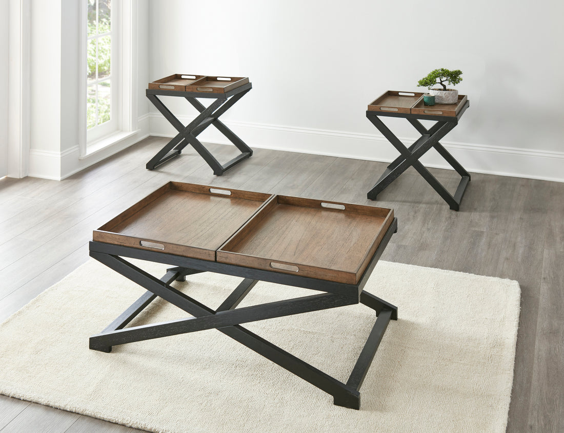 Topeka 3 Piece Table Set Brown Brown Wood