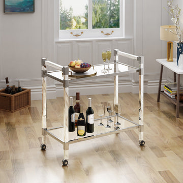 Bar Cart Clear Tempered Glass