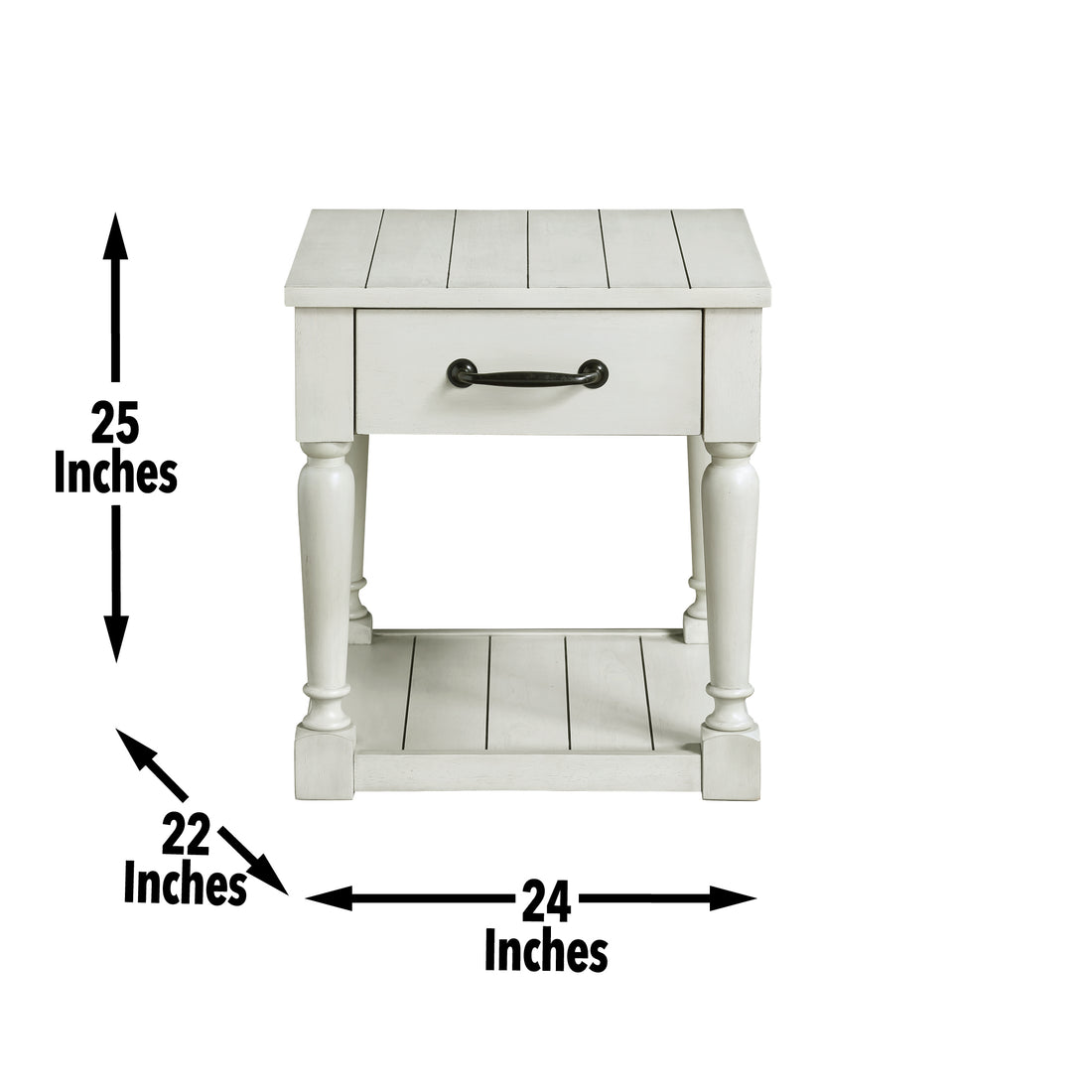 Hemingway End Table White White Wood