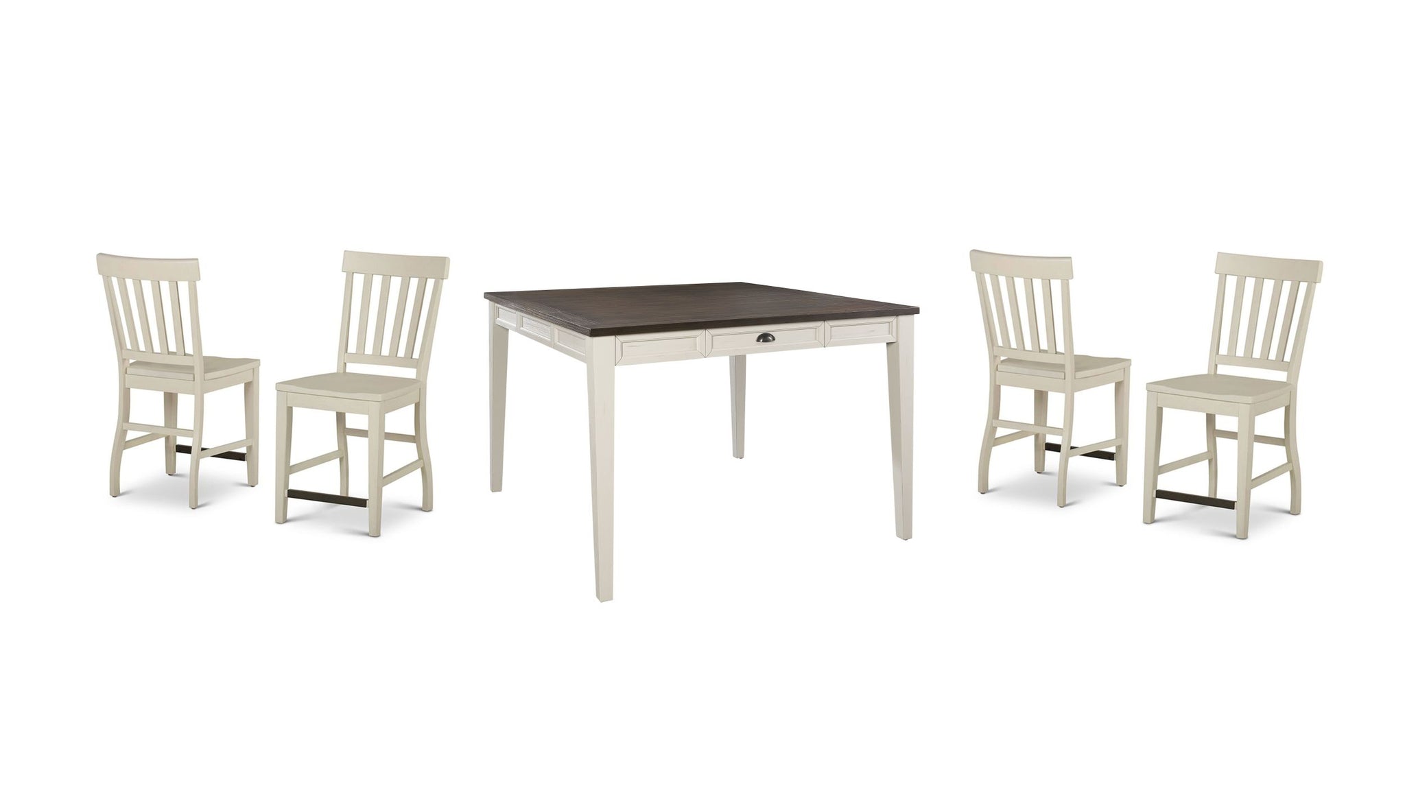 Cayla 5 Piece Dining Set White & Dark Brown White Wood