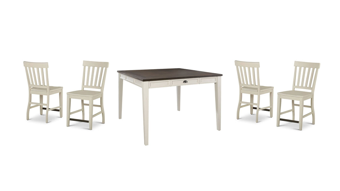 Cayla 5 Piece Dining Set White & Dark Brown White Wood