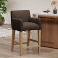 Upholstered 26 Inch Counter Stool Brown Weathered Brown Brown Fabric