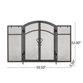 Folding Screen With Doors And 4 Pcs Tool Sets Matte Black Iron