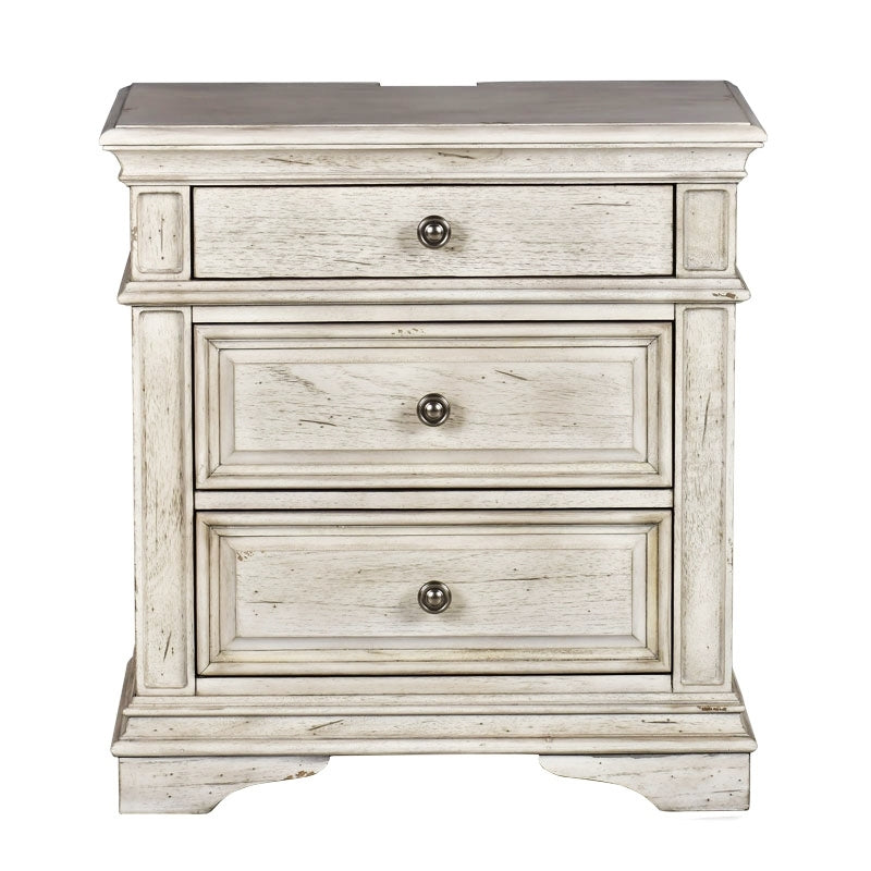 Highland Park Nightstand With Usb Cathedral White White Wood