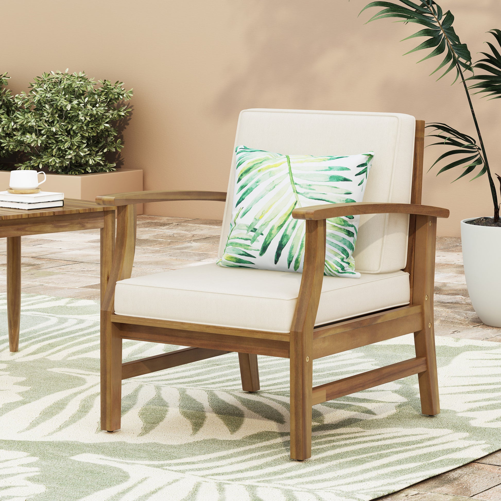 Perla Club Chair Cream Acacia Wood