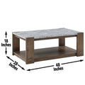 Libby Sintered Stone Coffee Table With Casters Brown Brown Wood