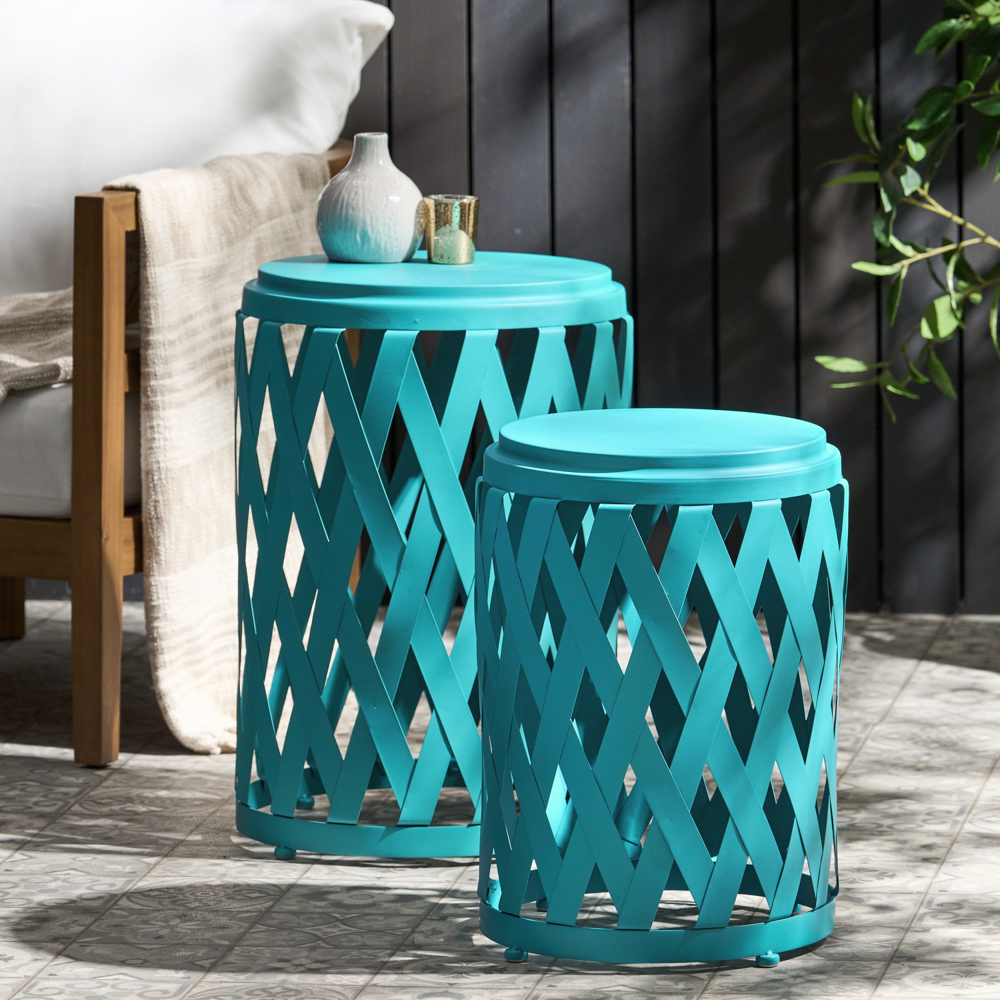 Selen Side Table Teal Iron