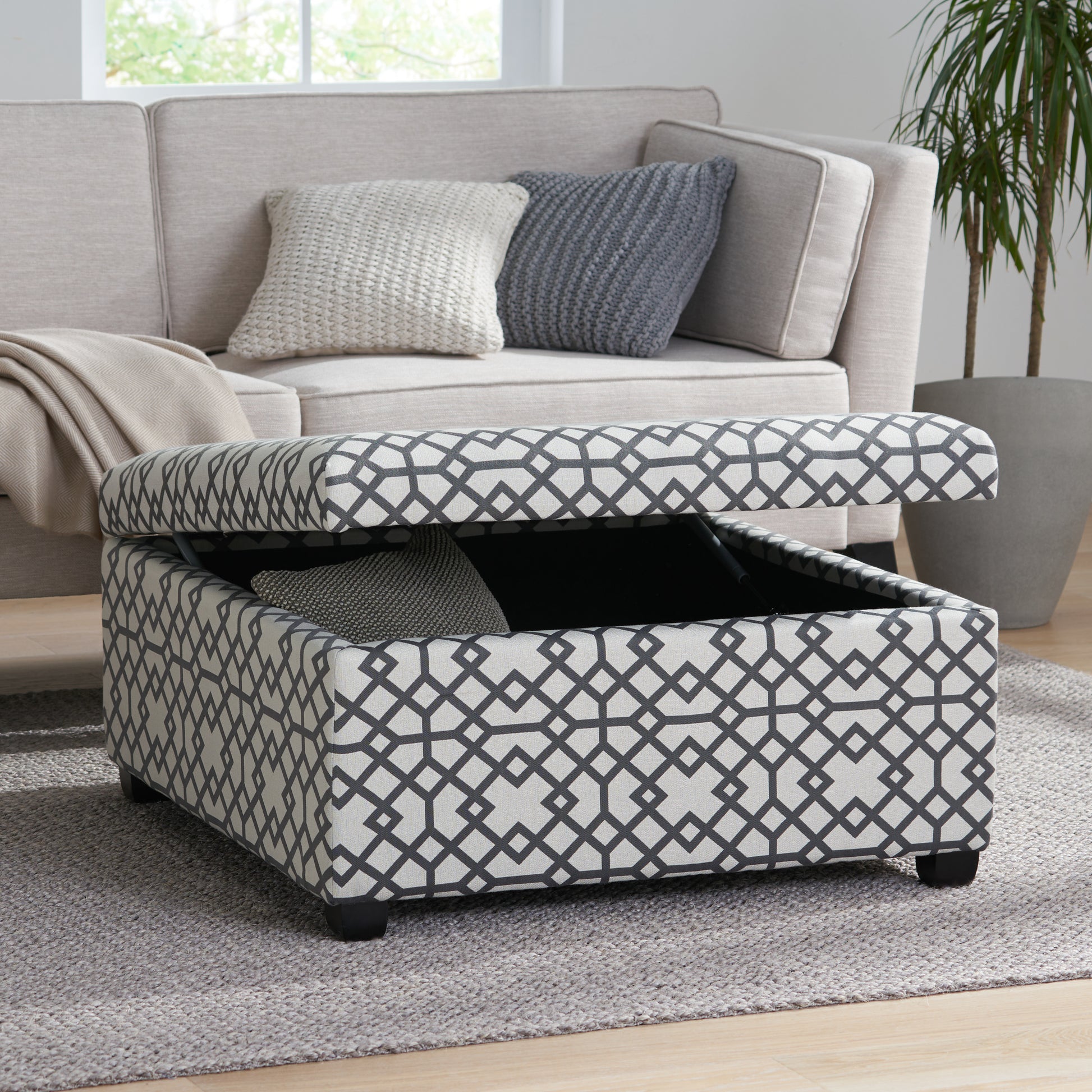 Richmond Storage Ottoman Grey Fabric