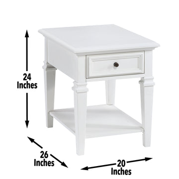 Charlestown End Table White White Wood