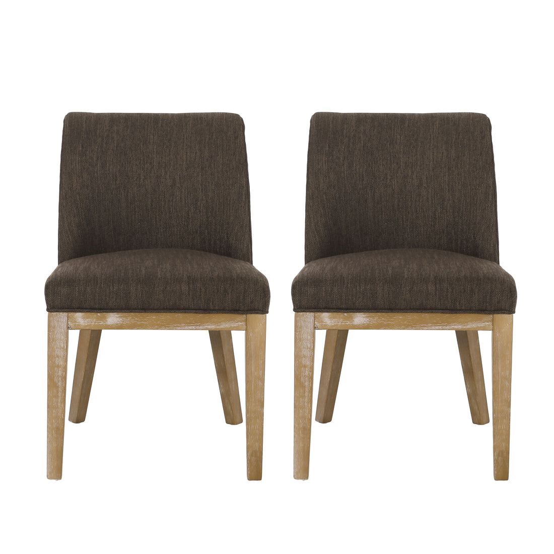 Dining Chair Mp2 Set Of 2 Brown Fabric