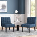 Accent Chair Set Of 2 Pcs Navy Blue Fabric