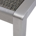 Outdoor Dining Table Anodized Aluminum Wicker Table Top Square Silver And Gray 35