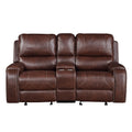 Keily Manual Reclining Glider Loveseat Dark Brown Dark Brown Faux Leather 2 Seat