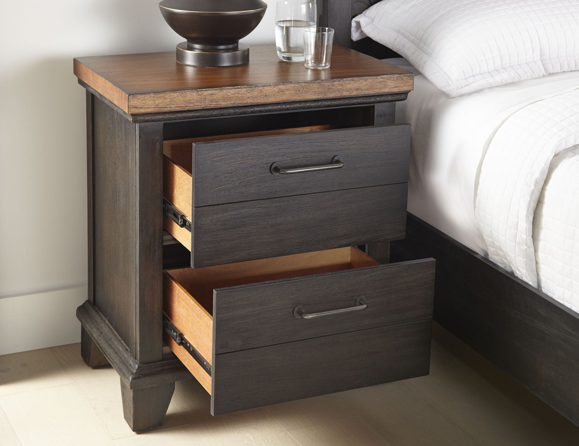 Bear Creek Nightstand Brown Dark Brown Wood