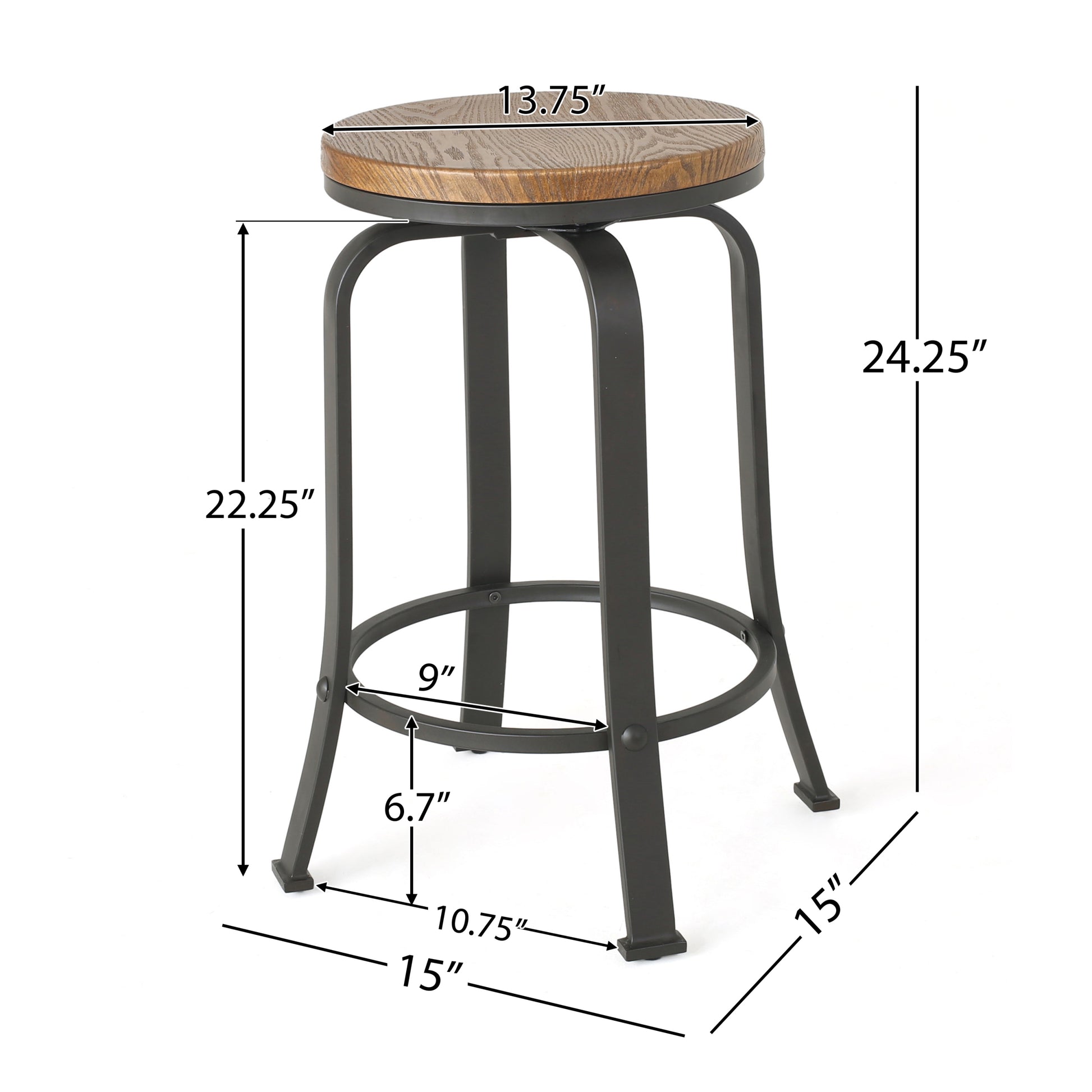 Counter Stool Natural Black Mdf